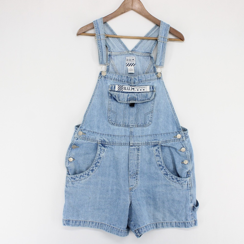 Vintage BUM Equipment Military Issue Shortalls Womens L Blue 90s Carpenter
